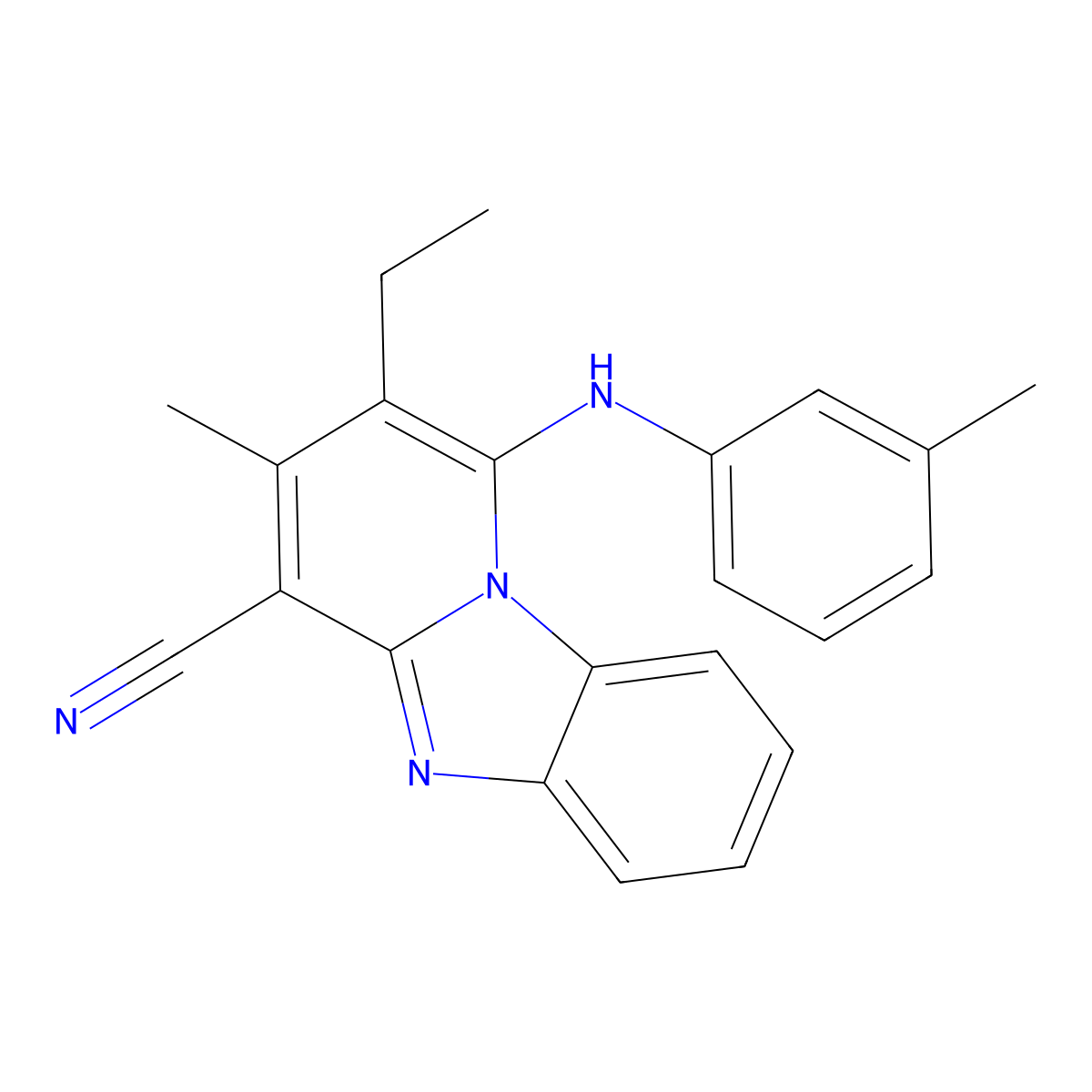 2-Ethyl-3-methyl-1-(3-methylanilino)pyrido[1,2-a]benzimidazole-4-carbonitrile molecular structure, CAS 305333-40-8