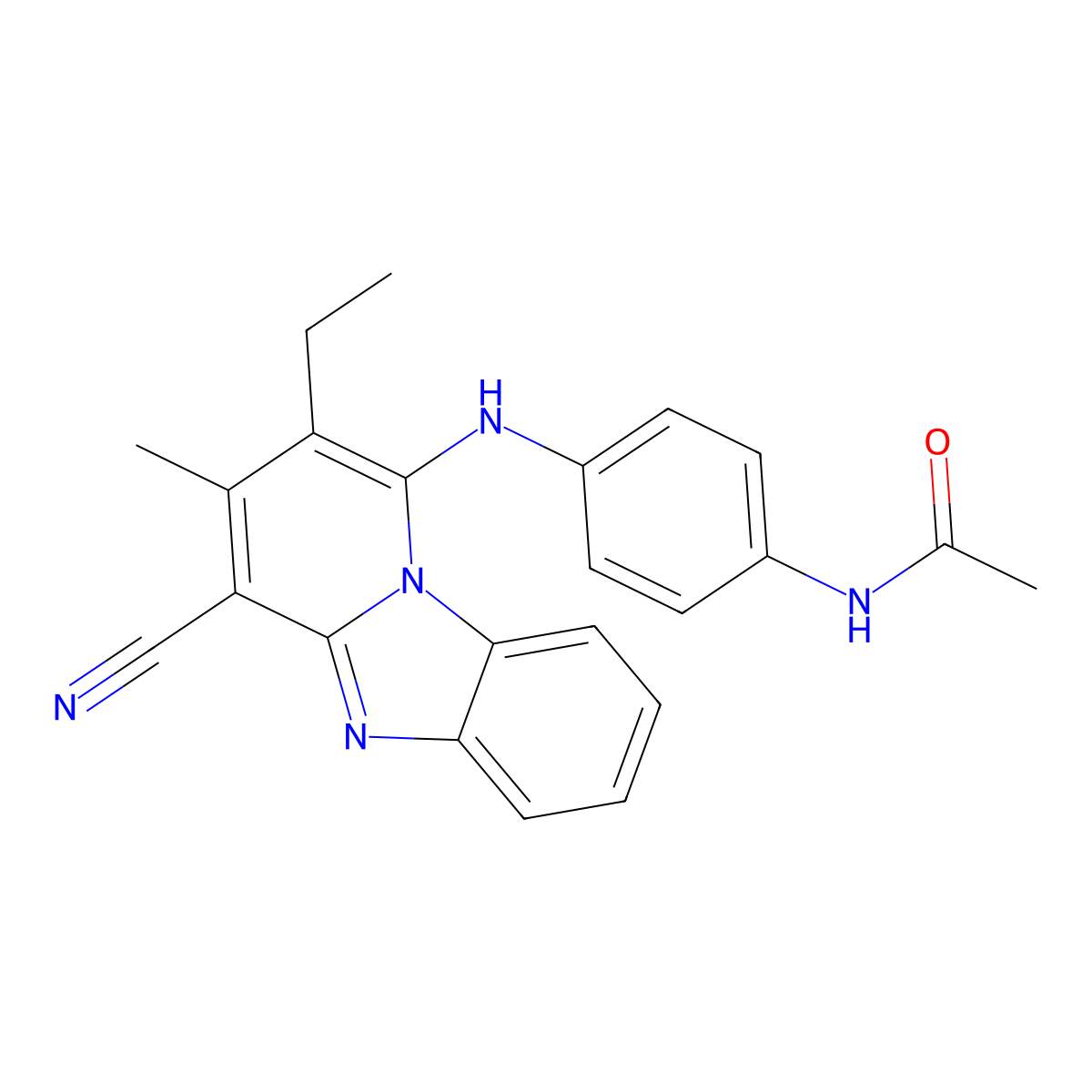 N-[4-[(4-cyano-2-ethyl-3-methylpyrido[1,2-a]benzimidazol-1-yl)amino]phenyl]acetamide molecular structure, CAS 305333-49-7