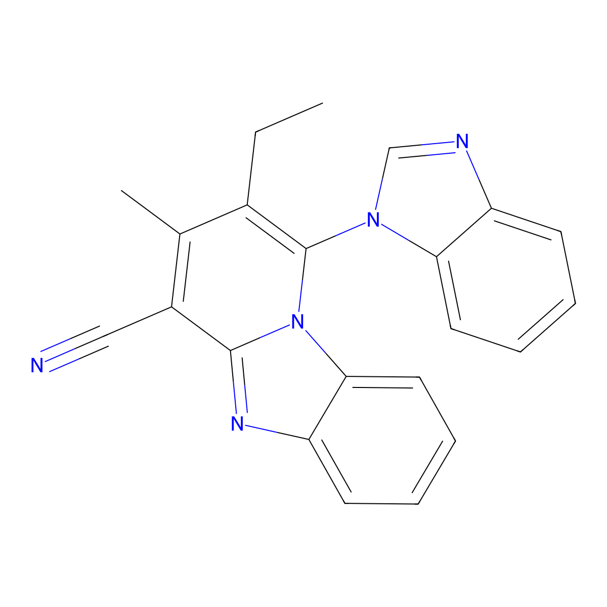 1-(1H-benzimidazol-1-yl)-2-ethyl-3-methylpyrido[1,2-a]benzimidazole-4-carbonitrile molecular structure, CAS 305333-53-3