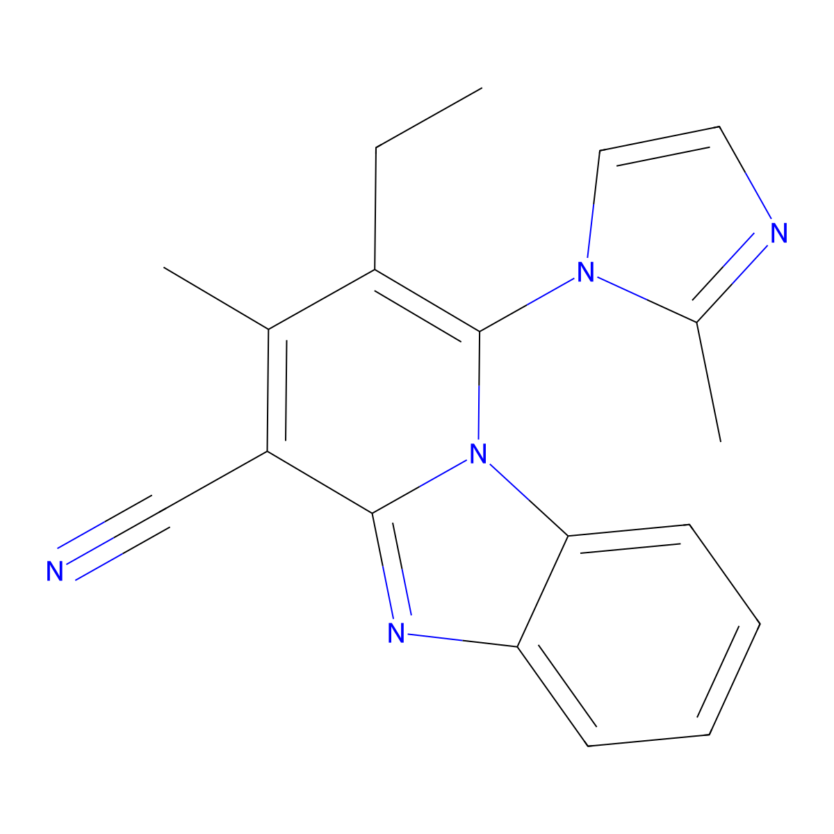 2-ethyl-3-methyl-1-(2-methyl-1H-imidazol-1-yl)pyrido[1,2-a]benzimidazole-4-carbonitrile molecular structure, CAS 305333-55-5
