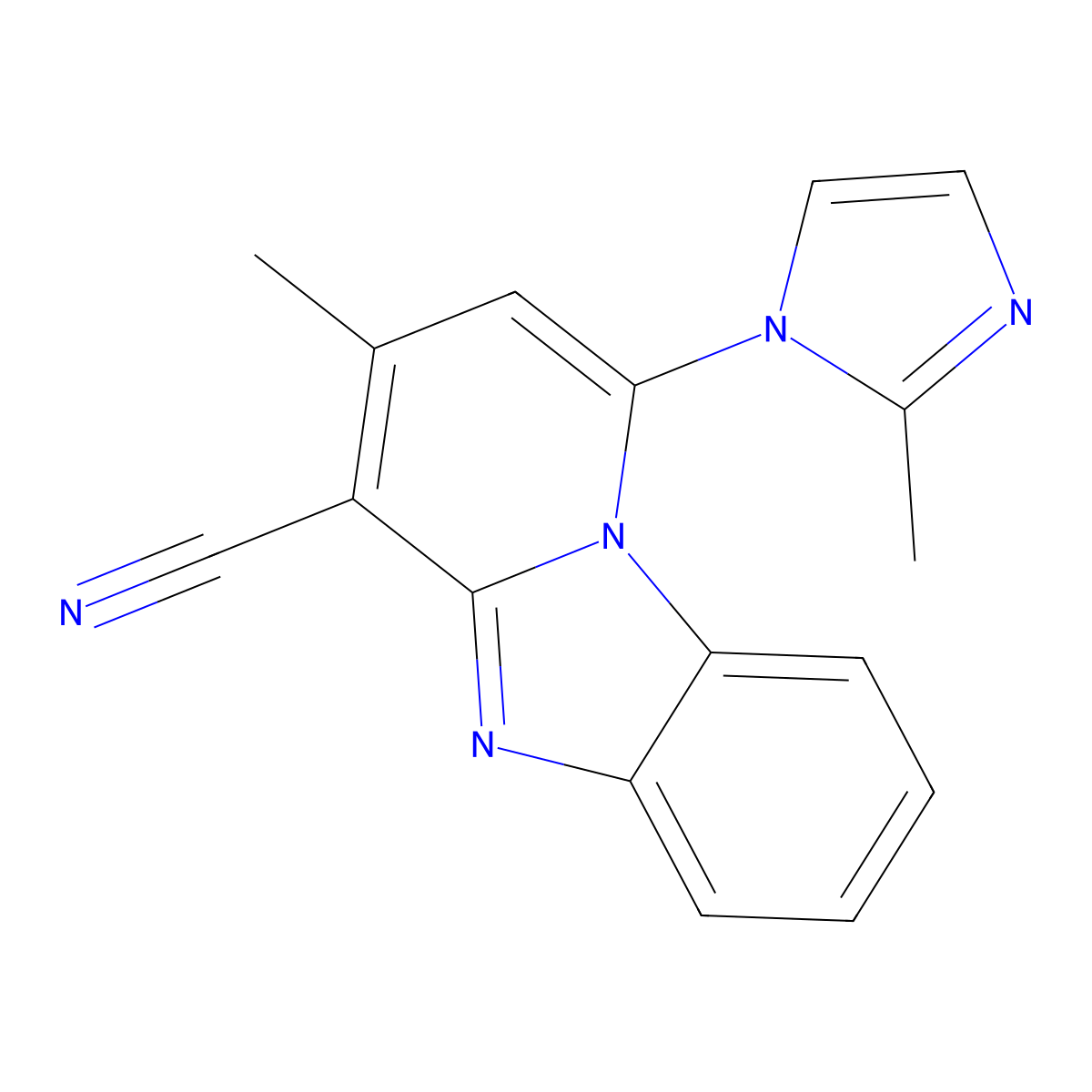 3-Methyl-1-(2-methyl-1H-imidazol-1-yl)pyrido[1,2-a]benzimidazole-4-carbonitrile molecular structure, CAS 305333-64-6