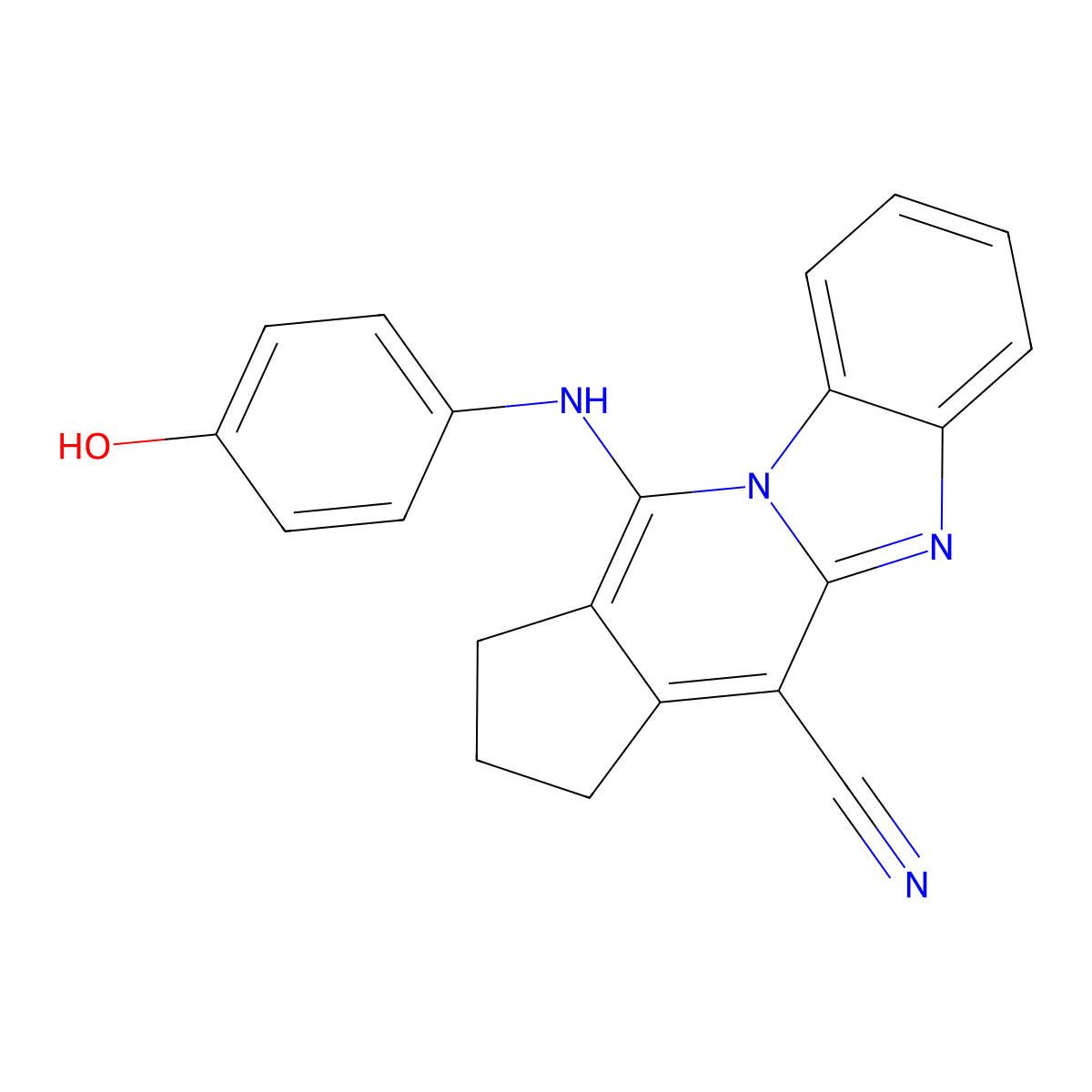 4-(4-Hydroxy-phenylamino)-2,3-dihydro-1H-4a,9-diaza-cyclopenta[b]fluorene-10-carbonitrile molecular structure, CAS 305333-85-1