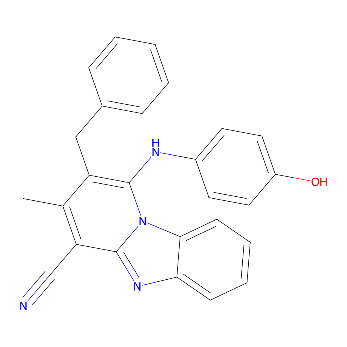 2-Benzyl-1-(4-hydroxyanilino)-3-methylpyrido[1,2-a]benzimidazole-4-carbonitrile molecular structure, CAS 305333-99-7