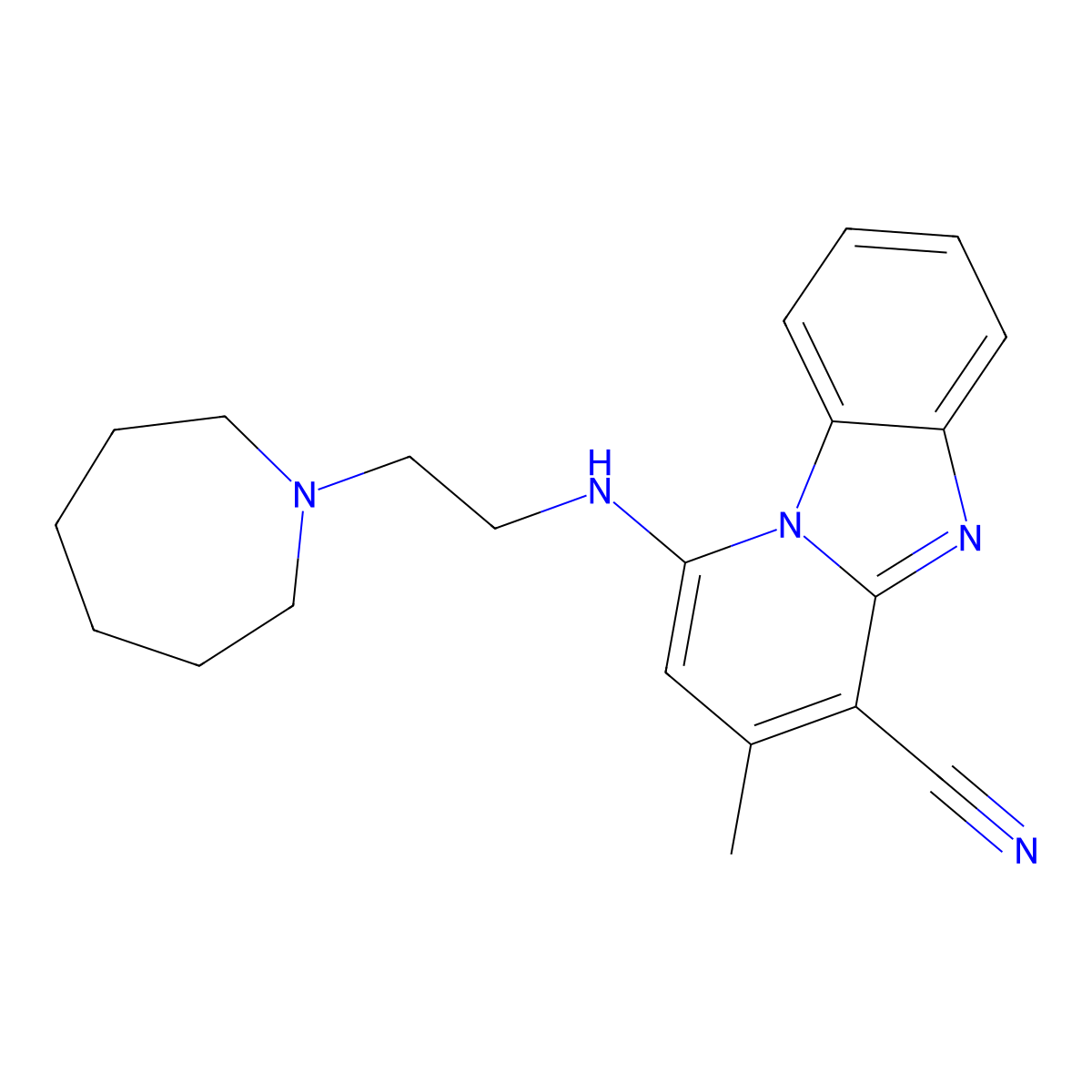 1-((2-(1-Azepanyl)ethyl)amino)-3-methylpyrido(1,2-A)benzimidazole-4-carbonitrile molecular structure, CAS 305334-03-6
