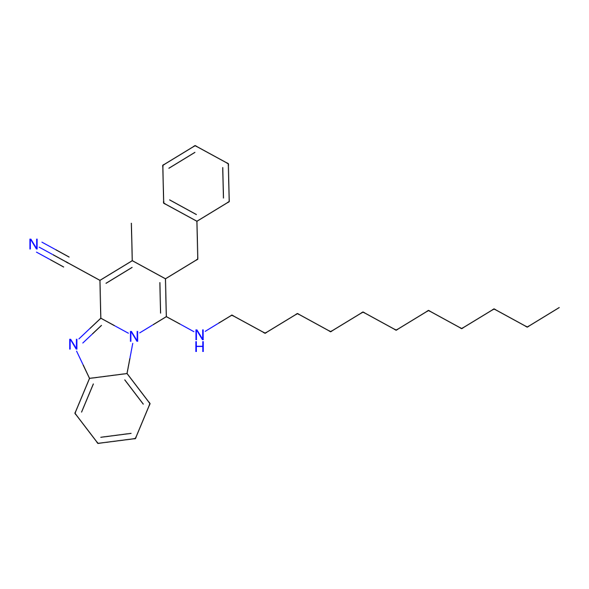 2-Benzyl-3-methyl-1-(undecylamino)pyrido[1,2-a]benzimidazole-4-carbonitrile molecular structure, CAS 305334-40-1