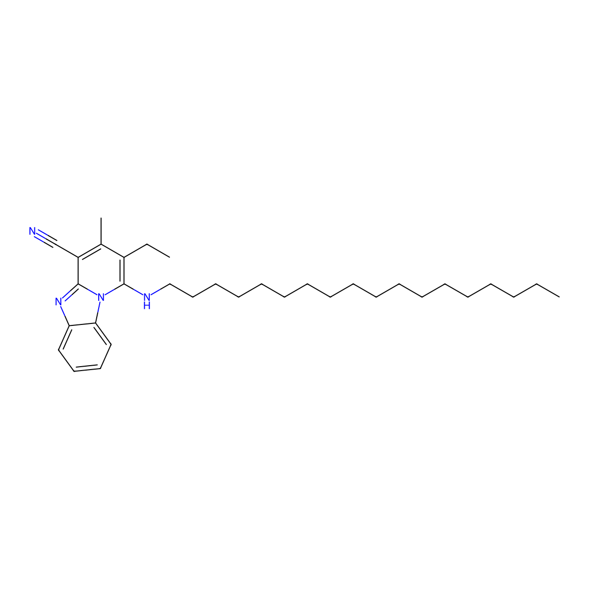 2-Ethyl-3-methyl-1-(octadecylamino)pyrido[1,2-a]benzimidazole-4-carbonitrile molecular structure, CAS 305334-42-3