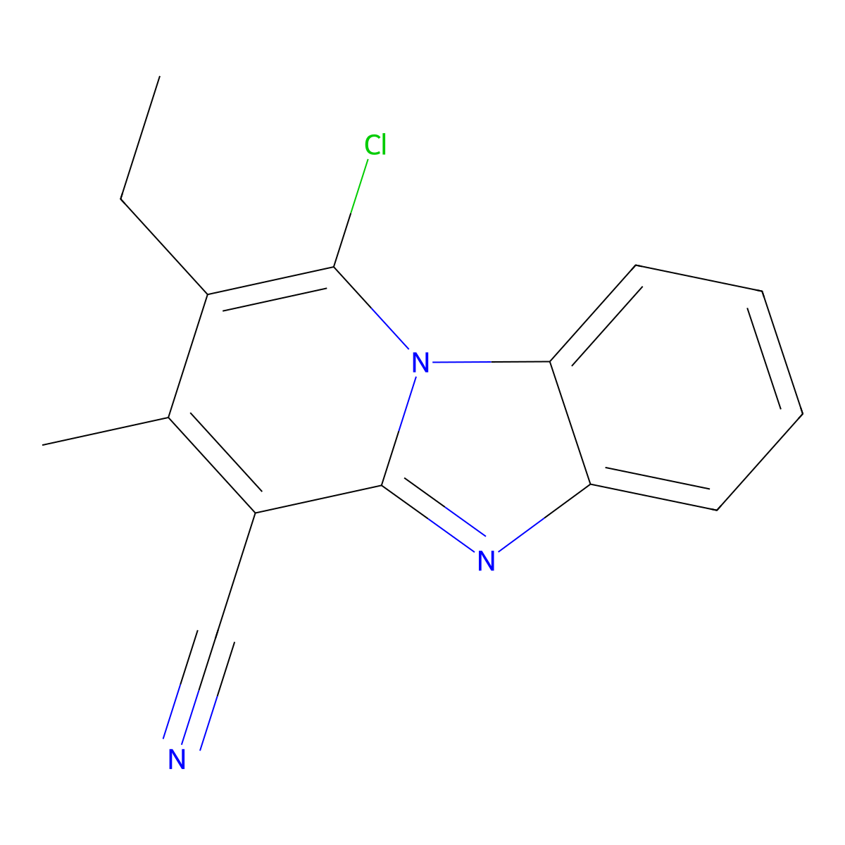 1-Chloro-2-ethyl-3-methylpyrido[1,2-a]benzimidazole-4-carbonitrile molecular structure, CAS 305334-58-1