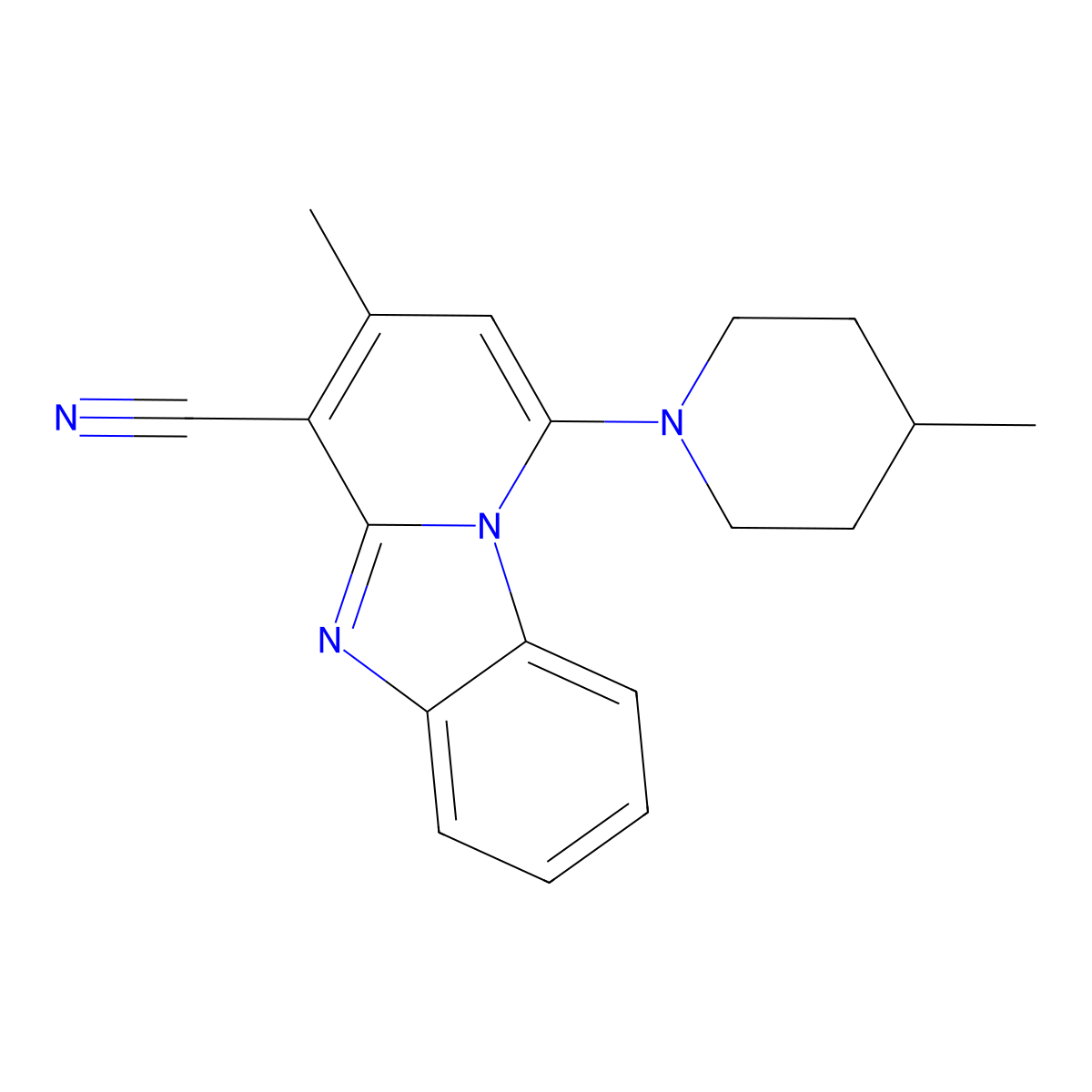 3-Methyl-1-(4-methylpiperidin-1-yl)pyrido[1,2-a]benzimidazole-4-carbonitrile molecular structure, CAS 305334-60-5