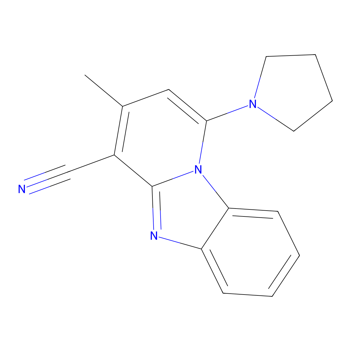 3-Methyl-1-pyrrolidin-1-ylpyrido[1,2-a]benzimidazole-4-carbonitrile molecular structure, CAS 305334-63-8