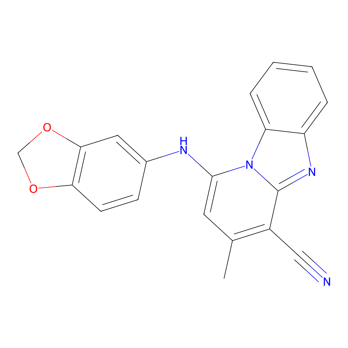 1-(1,3-Benzodioxol-5-ylamino)-3-methylpyrido[1,2-a]benzimidazole-4-carbonitrile molecular structure, CAS 305334-77-4