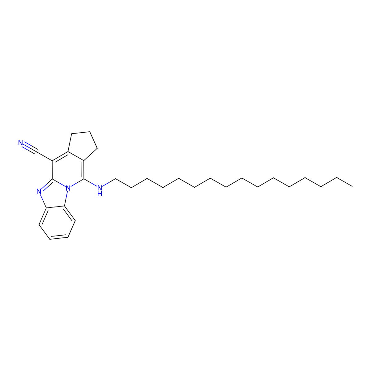 11-(hexadecylamino)-2,3-dihydro-1H-benzo[4,5]imidazo[1,2-a]cyclopenta[d]pyridine-4-carbonitrile molecular structure, CAS 305334-92-3