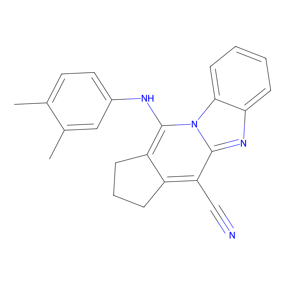 11-(3,4-dimethylanilino)-2,3-dihydro-1H-cyclopenta[4,5]pyrido[1,2-a]benzimidazole-4-carbonitrile molecular structure, CAS 305334-96-7