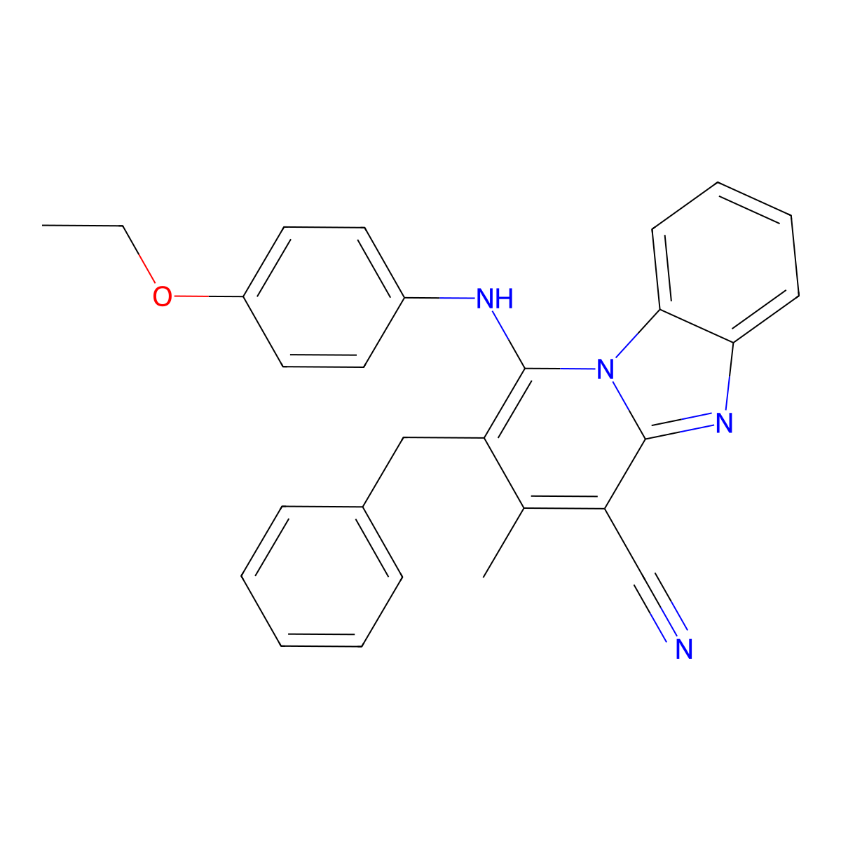 2-Benzyl-1-(4-ethoxyanilino)-3-methylpyrido[1,2-a]benzimidazole-4-carbonitrile molecular structure, CAS 305335-20-0