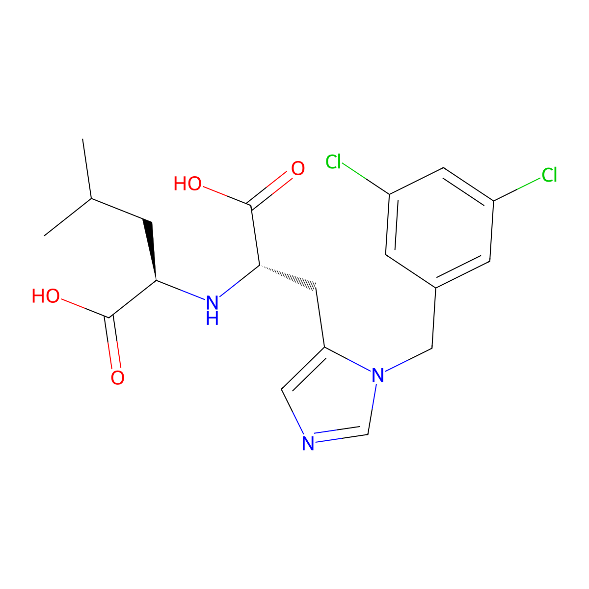 (2R)-2-{[(1S)-1-carboxy-2-{1-[(3,5-dichlorophenyl)methyl]-1H-imidazol-5-yl}ethyl]amino}-4-methylpentanoic acid molecular structure, CAS 305335-29-9