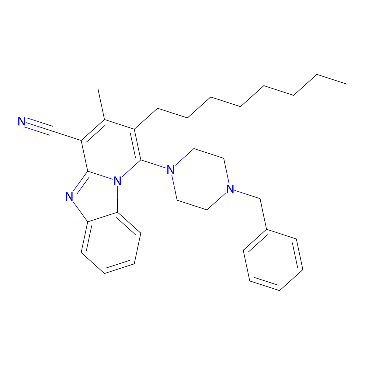 1-(4-Benzylpiperazin-1-yl)-3-methyl-2-octylpyrido[1,2-a]benzimidazole-4-carbonitrile molecular structure, CAS 305335-42-6