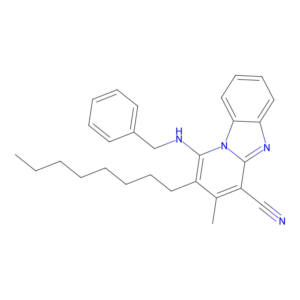1-(Benzylamino)-3-methyl-2-octylpyrido[1,2-a]benzimidazole-4-carbonitrile molecular structure, CAS 305335-46-0
