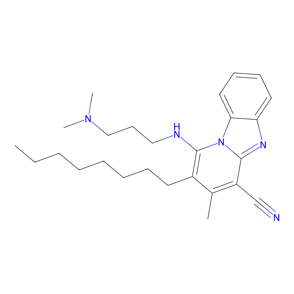 1-{[3-(Dimethylamino)propyl]amino}-3-methyl-2-octylpyrido[1,2-a]benzimidazole-4-carbonitrile molecular structure, CAS 305335-94-8