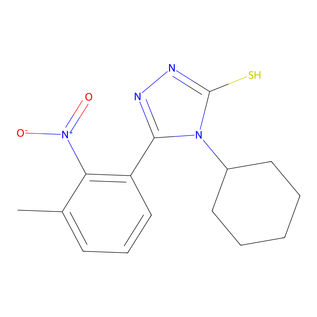 4-cyclohexyl-5-(3-methyl-2-nitrophenyl)-4H-1,2,4-triazole-3-thiol molecular structure, CAS 305336-16-7
