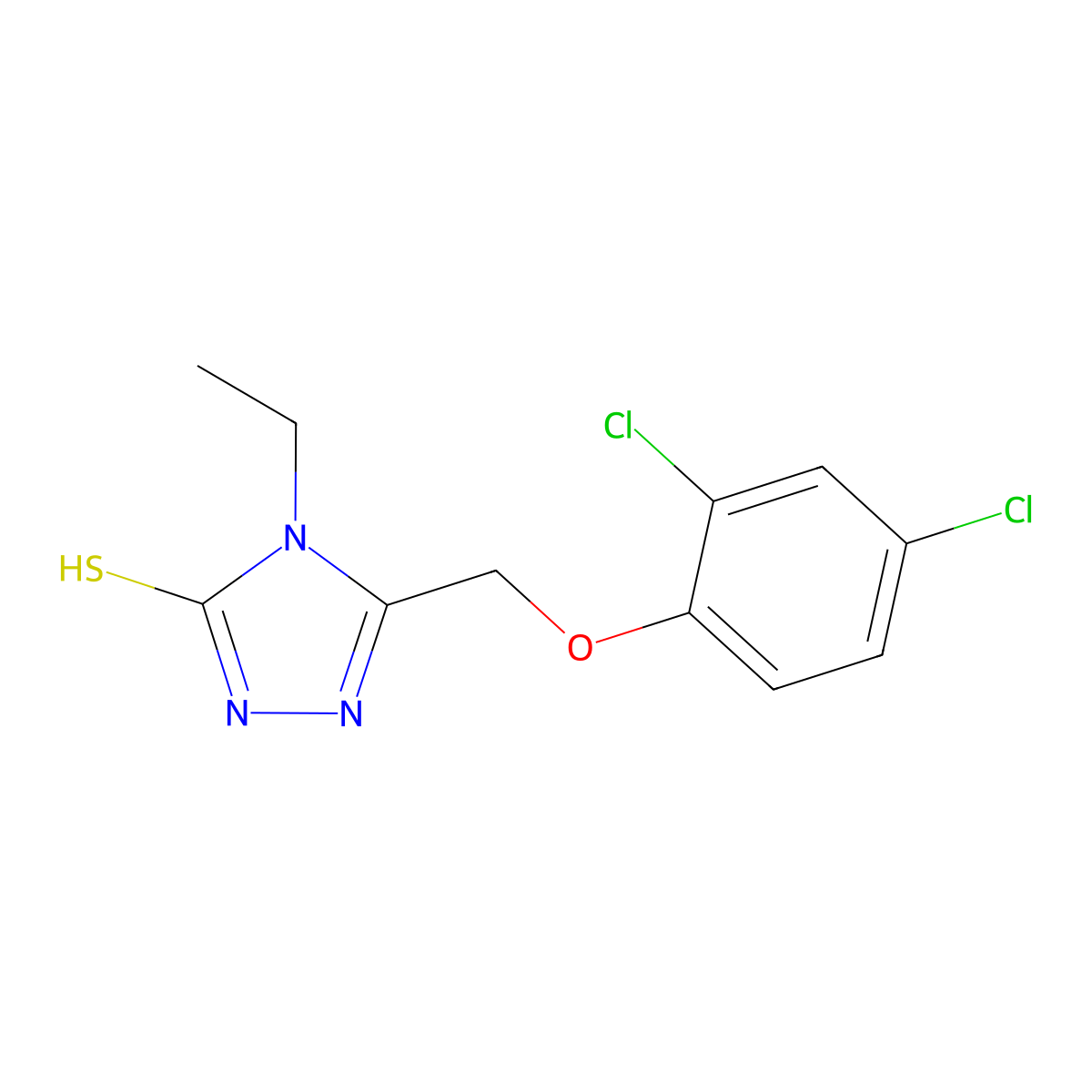 5-[(2,4-dichlorophenoxy)methyl]-4-ethyl-4H-1,2,4-triazole-3-thiol molecular structure, CAS 305336-60-1