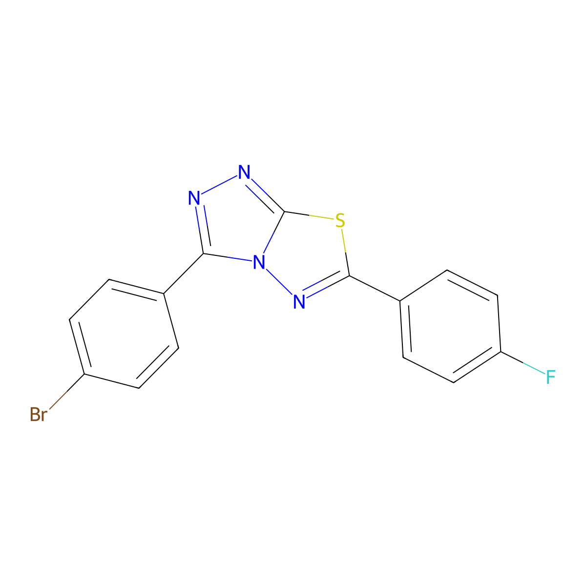 3-(4-Bromophenyl)-6-(4-fluorophenyl)-1,2,4-triazolo(3,4-b)(1,3,4)thiadiazole molecular structure, CAS 305336-67-8