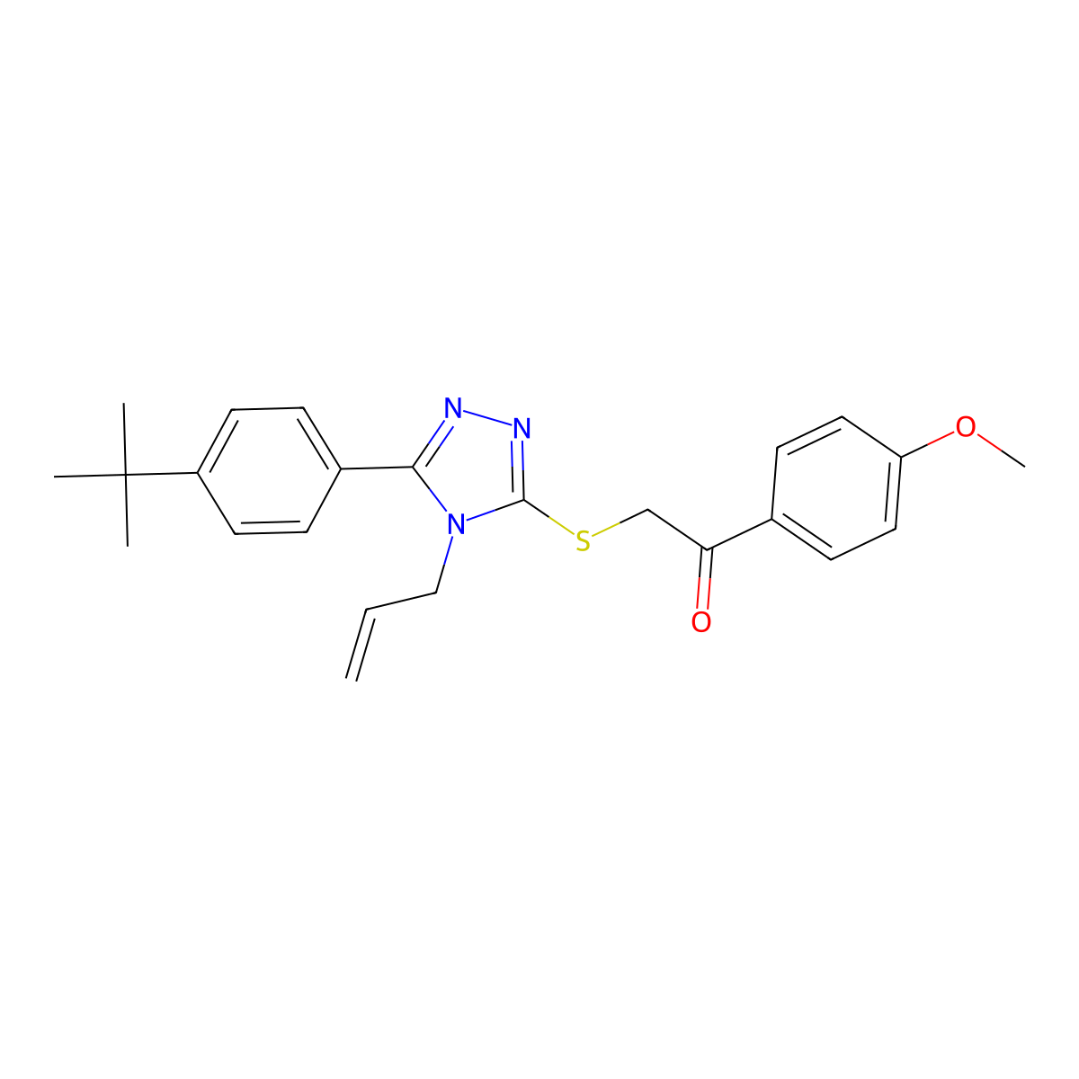 2-[[5-(4-Tert-butylphenyl)-4-prop-2-enyl-1,2,4-triazol-3-yl]sulfanyl]-1-(4-methoxyphenyl)ethanone molecular structure, CAS 305336-70-3