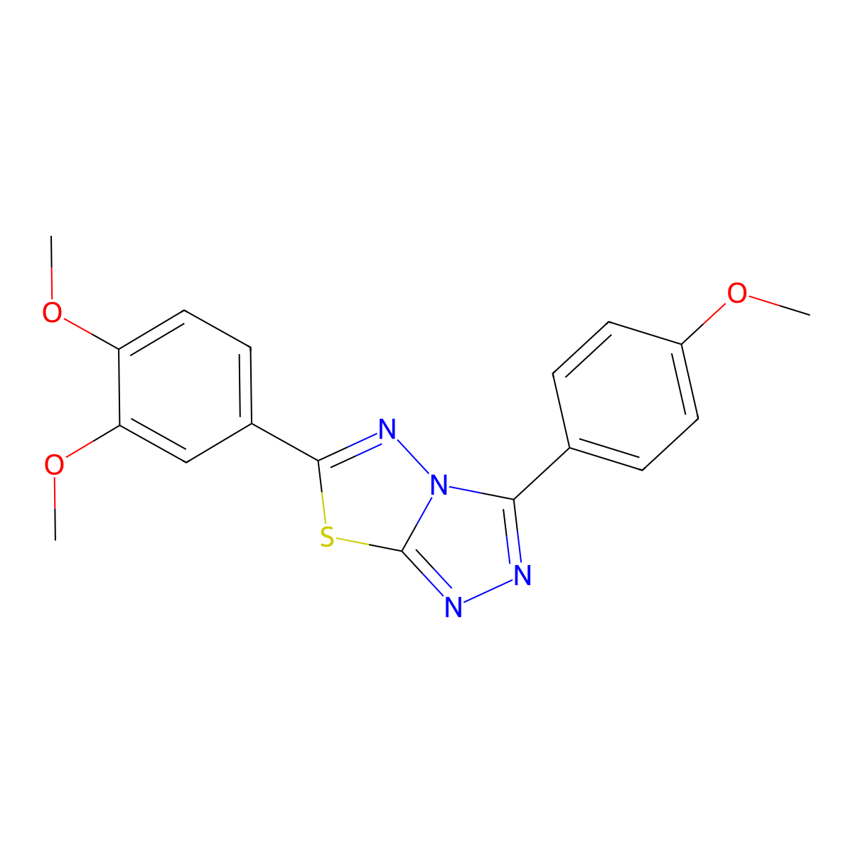 6-(3,4-Dimethoxyphenyl)-3-(4-methoxyphenyl)-[1,2,4]triazolo[3,4-b][1,3,4]thiadiazole molecular structure, CAS 305336-72-5