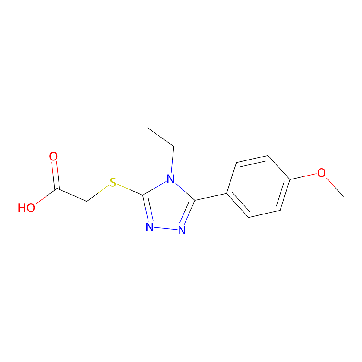 [4-Ethyl-5-(4-methoxy-phenyl)-4H-[1,2,4]triazol-3-ylsulfanyl]-acetic acid molecular structure, CAS 305337-10-4