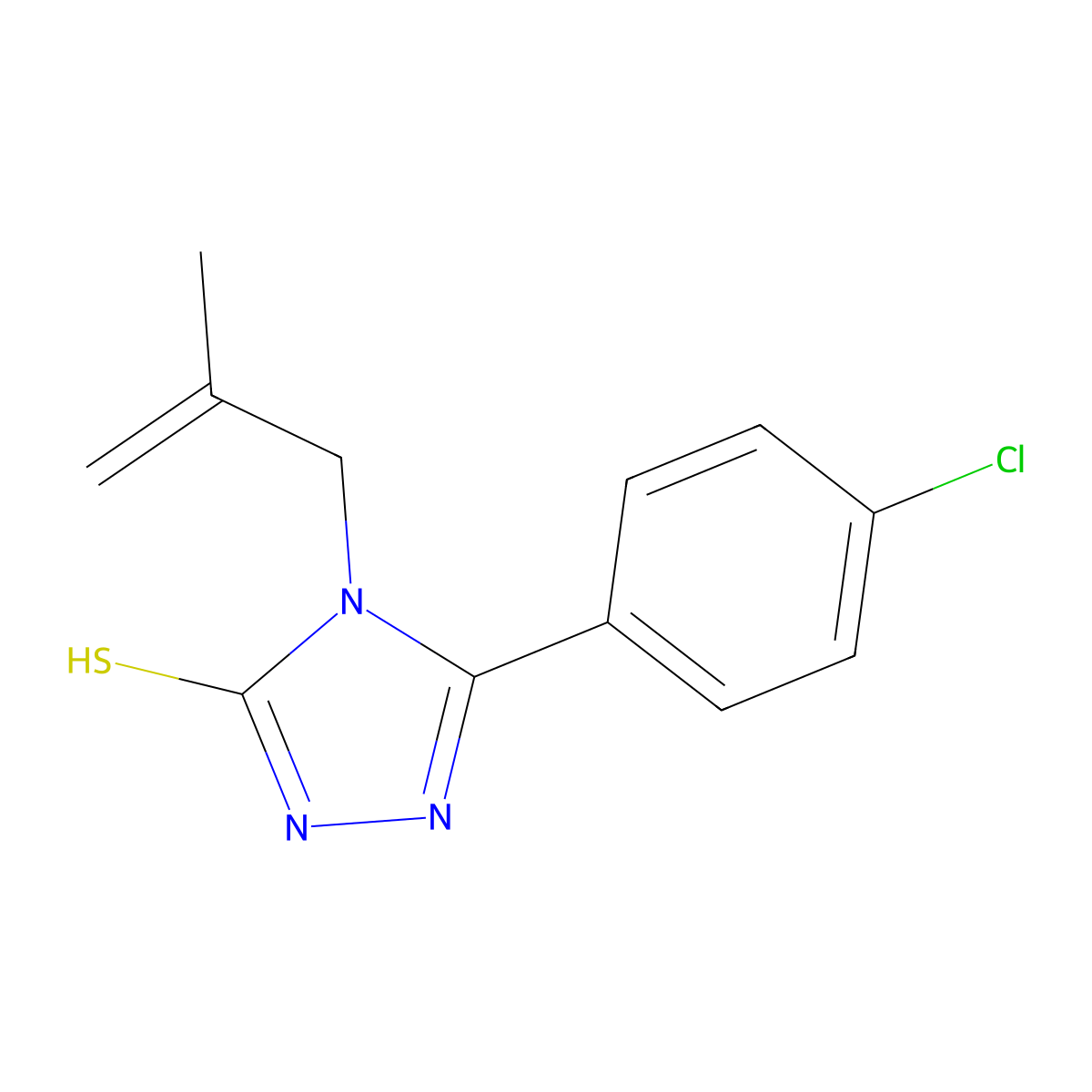 5-(4-chlorophenyl)-4-(2-methylprop-2-en-1-yl)-4H-1,2,4-triazole-3-thiol molecular structure, CAS 305337-31-9