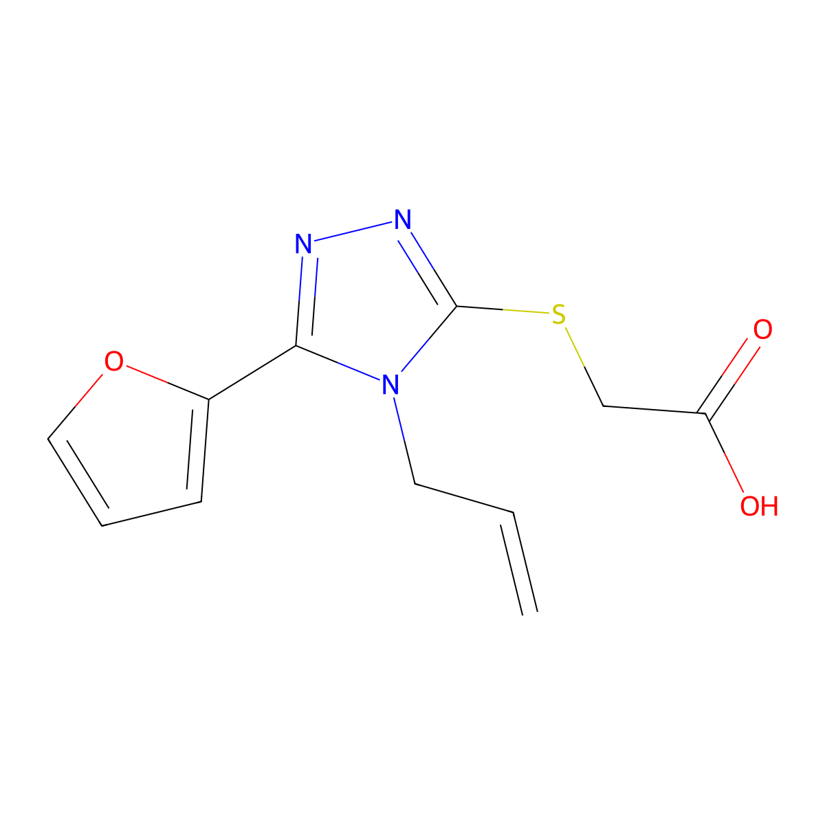 (4-Allyl-5-furan-2-yl-4H-[1,2,4]triazol-3-ylsulfanyl)-acetic acid molecular structure, CAS 305337-54-6