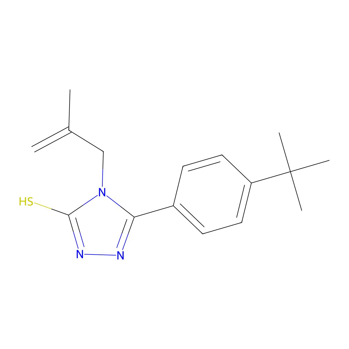 3-(4-tert-butylphenyl)-4-(2-methylprop-2-enyl)-1H-1,2,4-triazole-5-thione molecular structure, CAS 305337-55-7