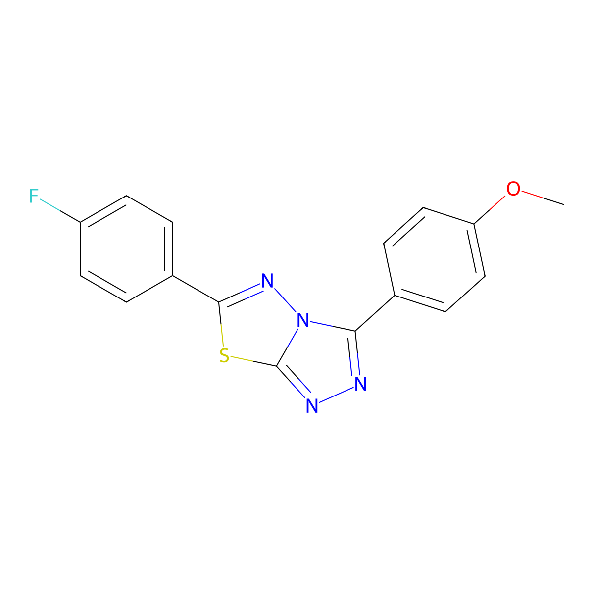 6-(4-Fluorophenyl)-3-(4-methoxyphenyl)-[1,2,4]triazolo[3,4-b][1,3,4]thiadiazole molecular structure, CAS 305337-57-9