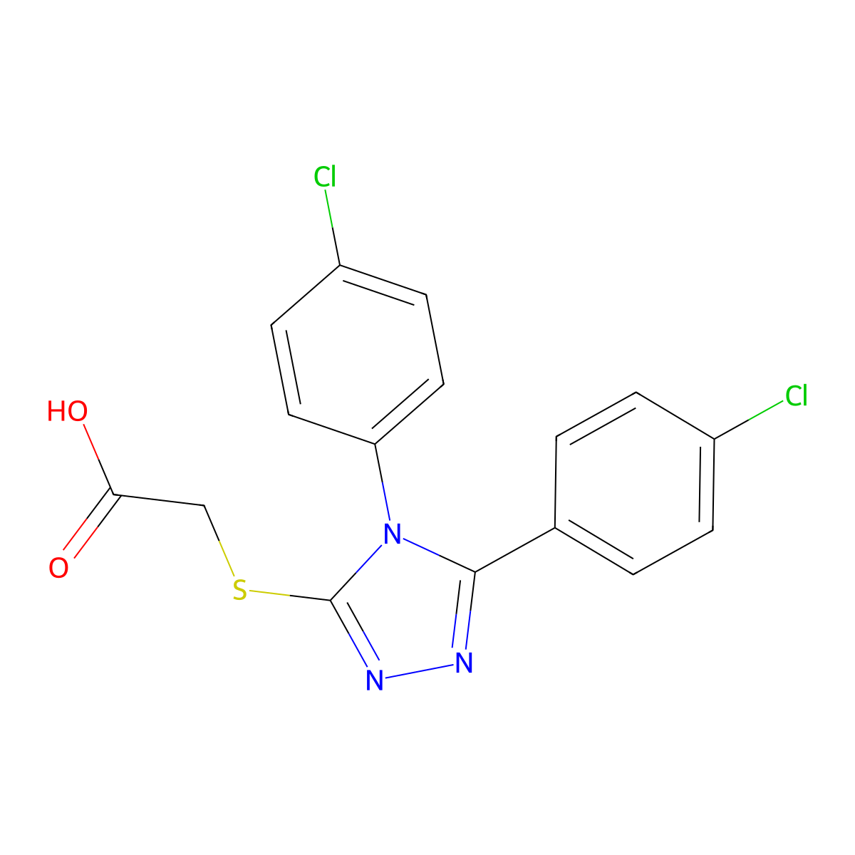 2-[[4,5-bis(4-chlorophenyl)-1,2,4-triazol-3-yl]sulfanyl]acetic Acid molecular structure, CAS 305337-58-0