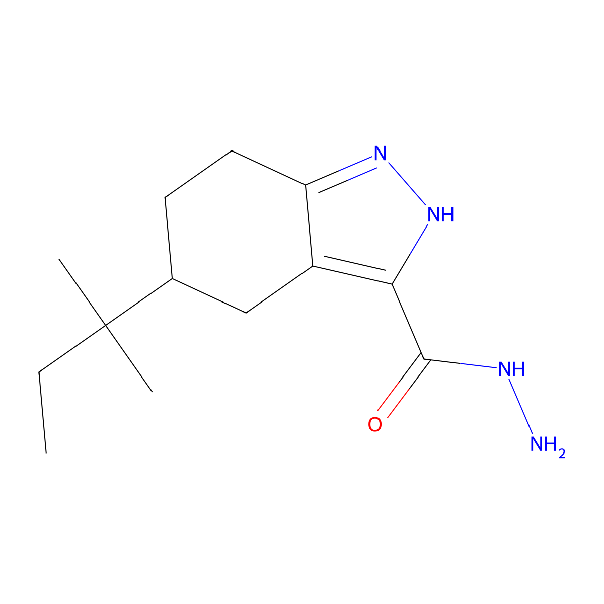 5-(2-methylbutan-2-yl)-4,5,6,7-tetrahydro-1H-indazole-3-carbohydrazide molecular structure, CAS 305337-88-6