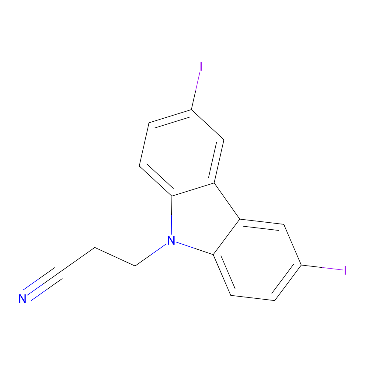 3-(3,6-Diiodocarbazol-9-yl)propanenitrile molecular structure, CAS 305338-18-5