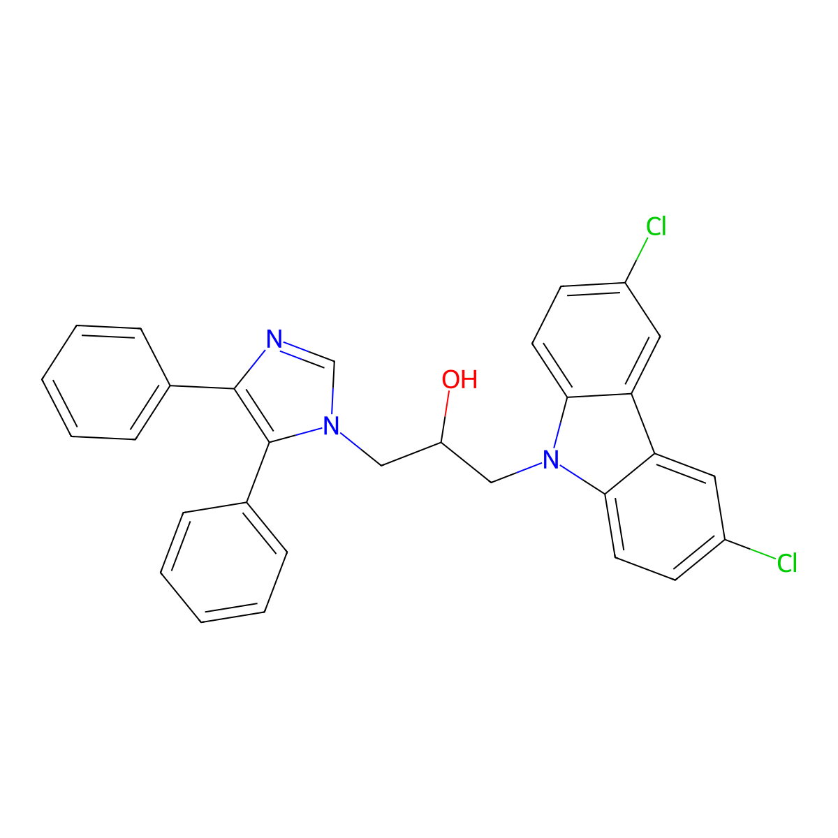 1-(3,6-Dichloro-carbazol-9-yl)-3-(4,5-diphenyl-imidazol-1-yl)-propan-2-ol molecular structure, CAS 305338-23-2