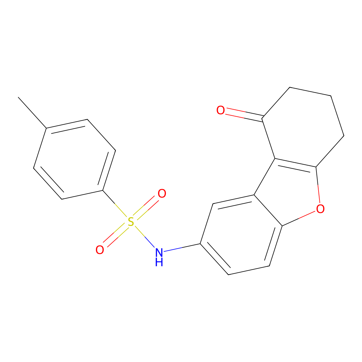 4-methyl-N-{13-oxo-8-oxatricyclo[7.4.0.0^{2,7}]trideca-1(9),2(7),3,5-tetraen-4-yl}benzene-1-sulfonamide molecular structure, CAS 305340-66-3