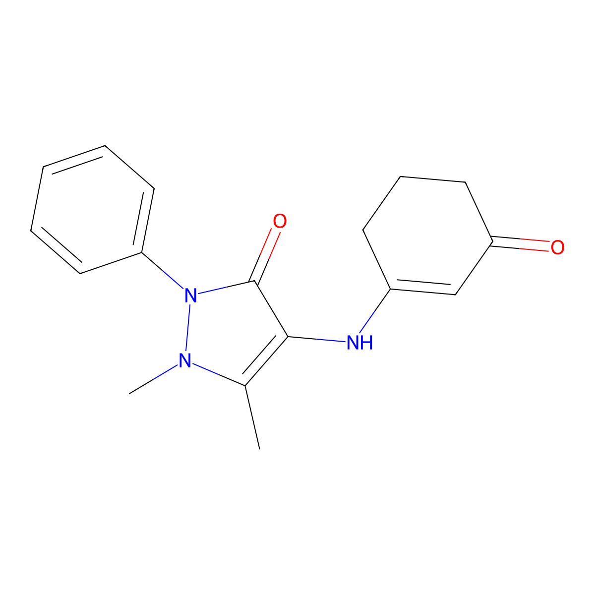 1,5-Dimethyl-4-[(3-oxocyclohexen-1-yl)amino]-2-phenylpyrazol-3-one molecular structure, CAS 305341-34-8