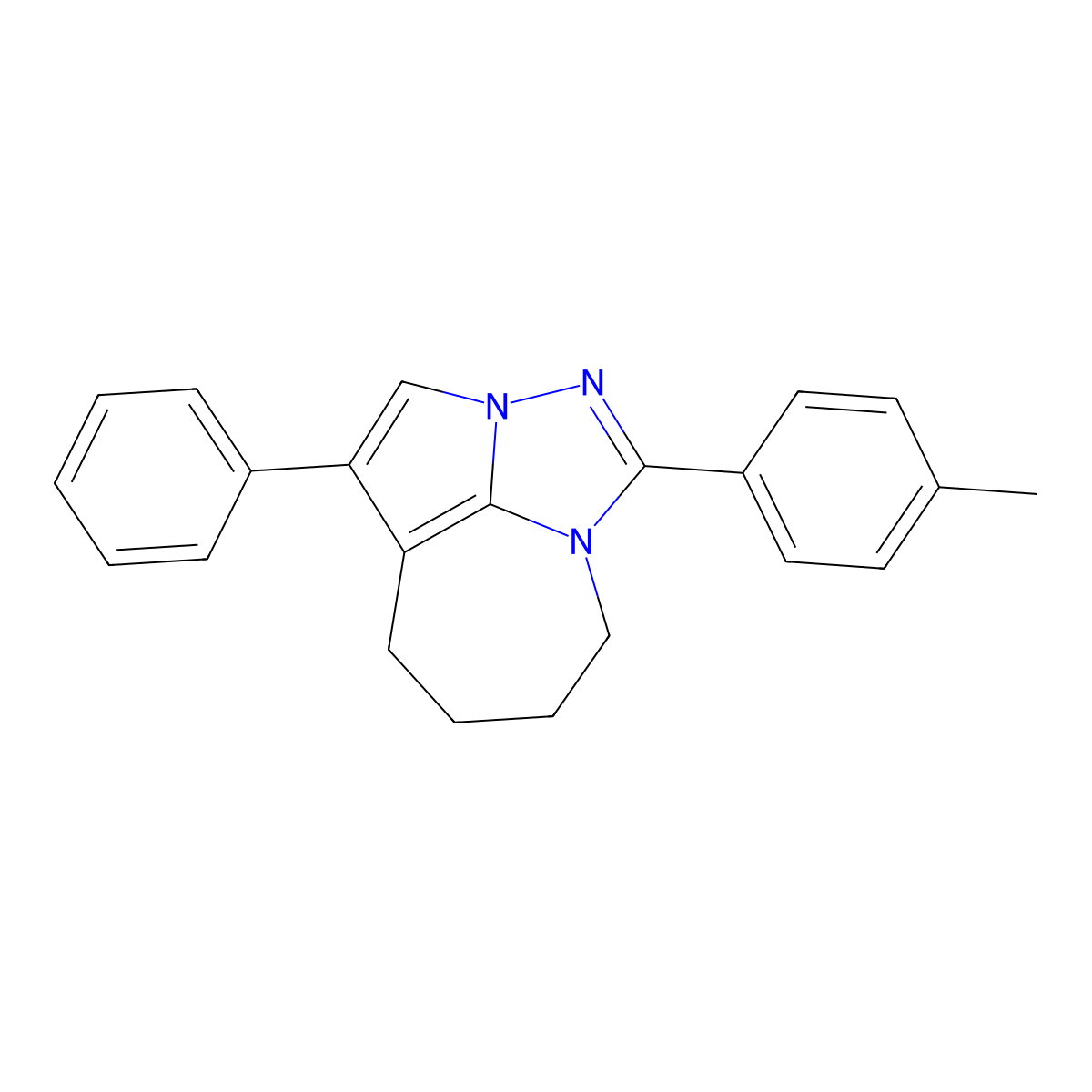 1-Phenyl-4-(p-tolyl)-5,6,7,8-tetrahydro-2a,3,4a-triazacyclopenta[cd]azulene molecular structure, CAS 305341-36-0
