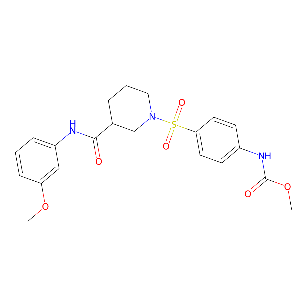 Methyl (4-((3-((3-methoxyphenyl)carbamoyl)piperidin-1-yl)sulfonyl)phenyl)carbamate molecular structure, CAS 305342-53-4