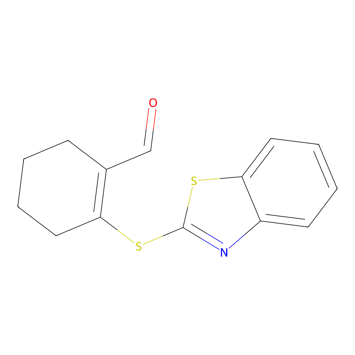 2-(1,3-Benzothiazol-2-ylsulfanyl)cyclohex-1-ene-1-carbaldehyde molecular structure, CAS 305343-16-2