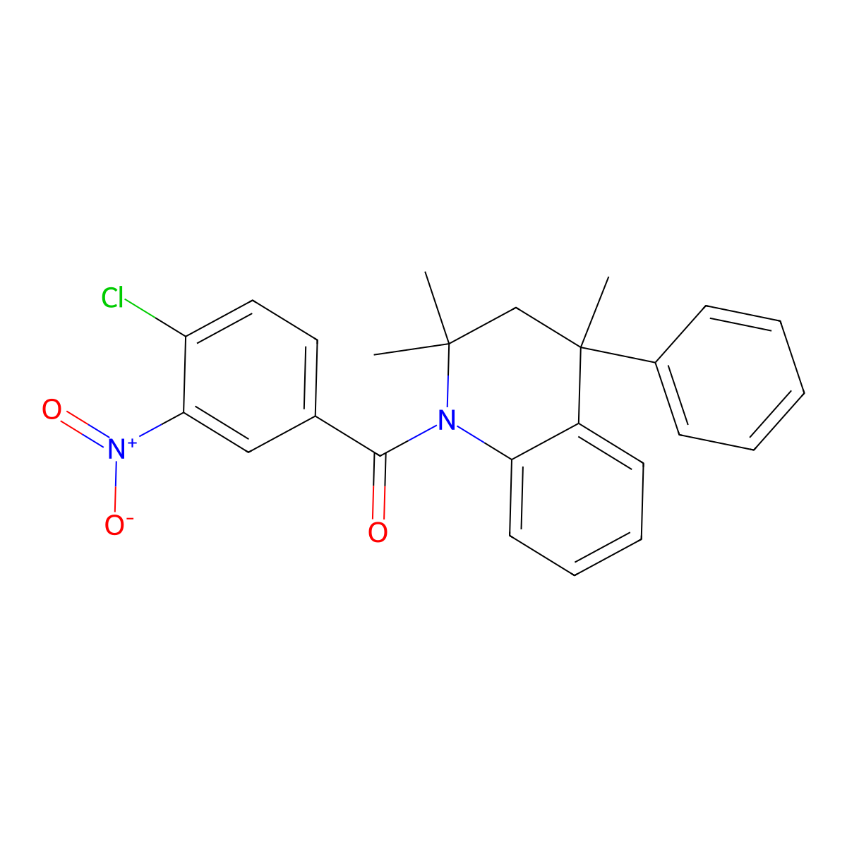 (4-chloro-3-nitrophenyl)(2,2,4-trimethyl-4-phenyl-3,4-dihydroquinolin-1(2H)-yl)methanone molecular structure, CAS 305343-32-2