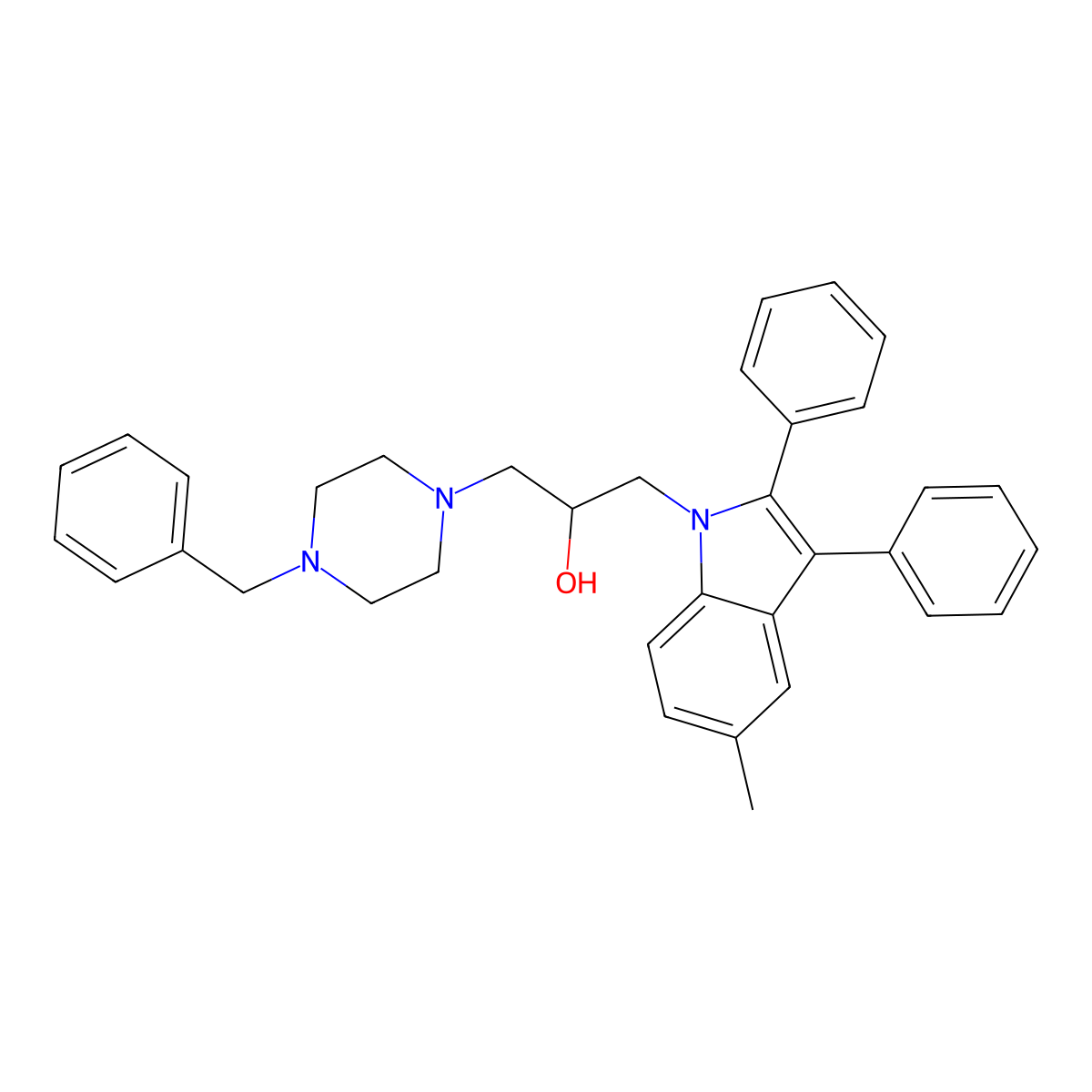 1-(4-Benzyl-piperazin-1-yl)-3-(5-methyl-2,3-diphenyl-indol-1-yl)-propan-2-ol molecular structure, CAS 305343-52-6