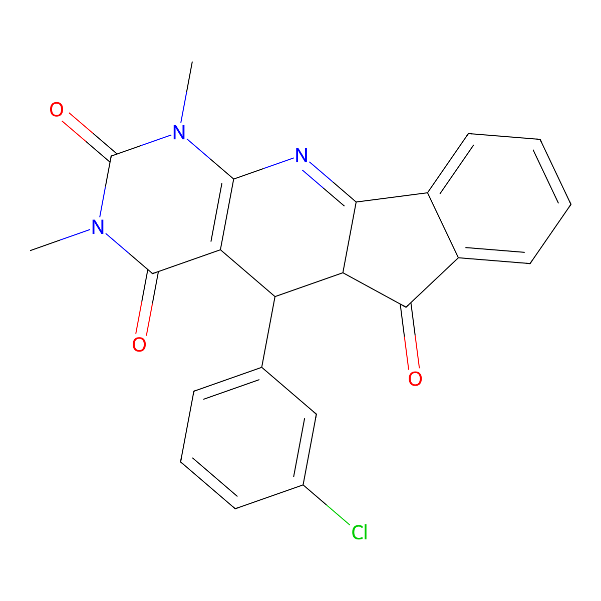 5-(3-chlorophenyl)-1,3-dimethyl-5,5a-dihydro-1H-indeno[2',1':5,6]pyrido[2,3-d]pyrimidine-2,4,6(3H)-trione molecular structure, CAS 305343-64-0