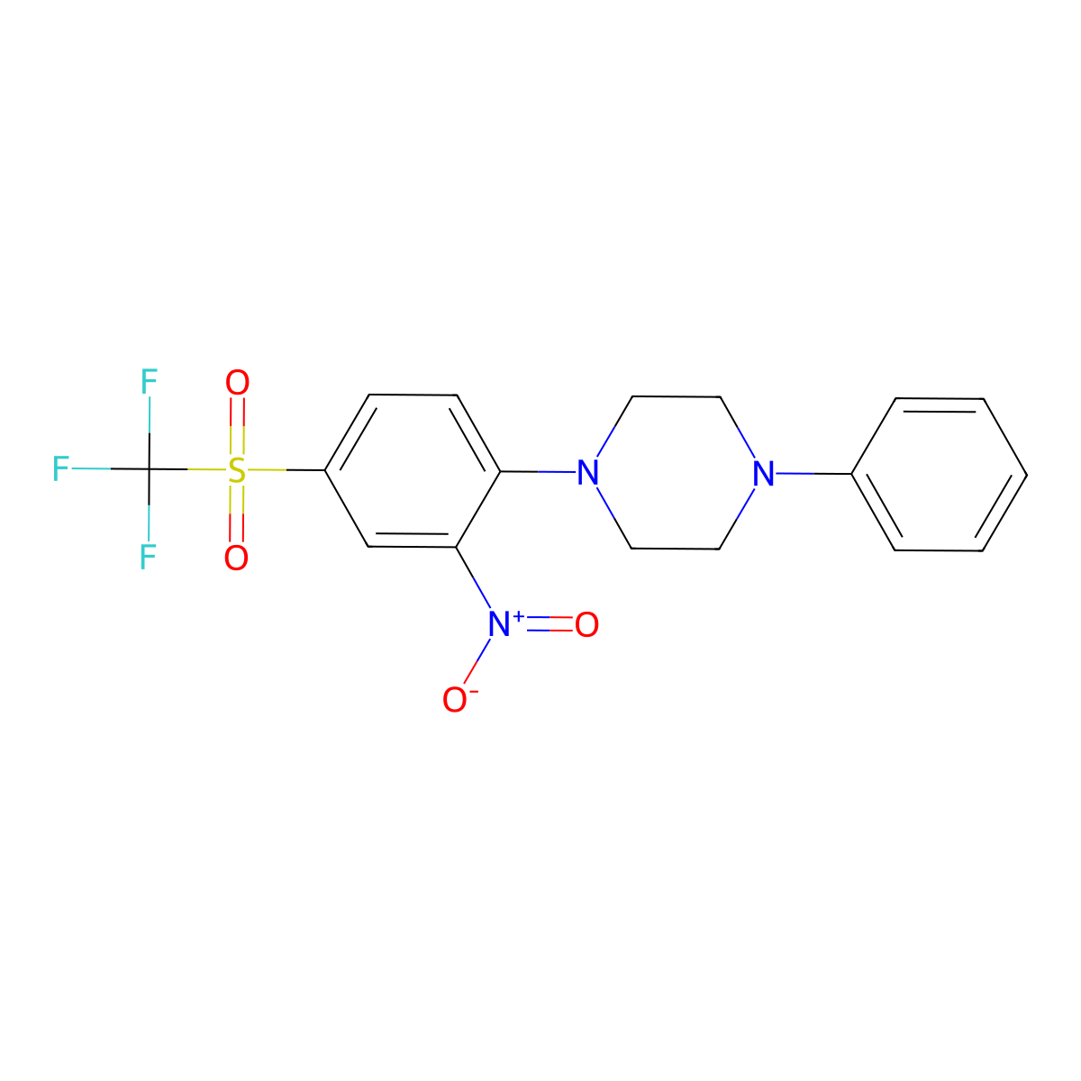 1-[2-Nitro-4-(trifluoromethylsulfonyl)phenyl]-4-phenylpiperazine molecular structure, CAS 305343-67-3