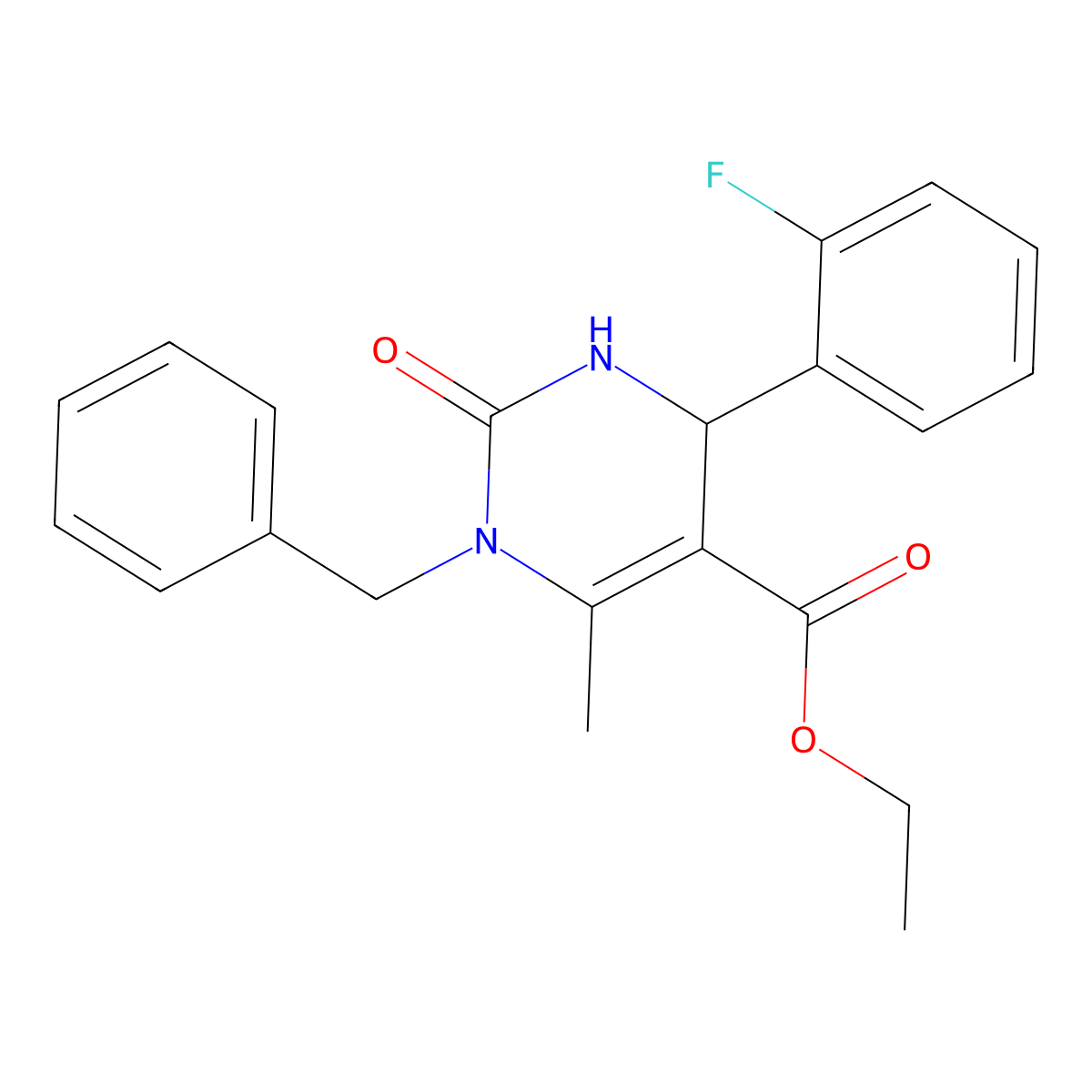 Ethyl 1-benzyl-4-(2-fluorophenyl)-6-methyl-2-oxo-1,2,3,4-tetrahydropyrimidine-5-carboxylate molecular structure, CAS 305343-68-4