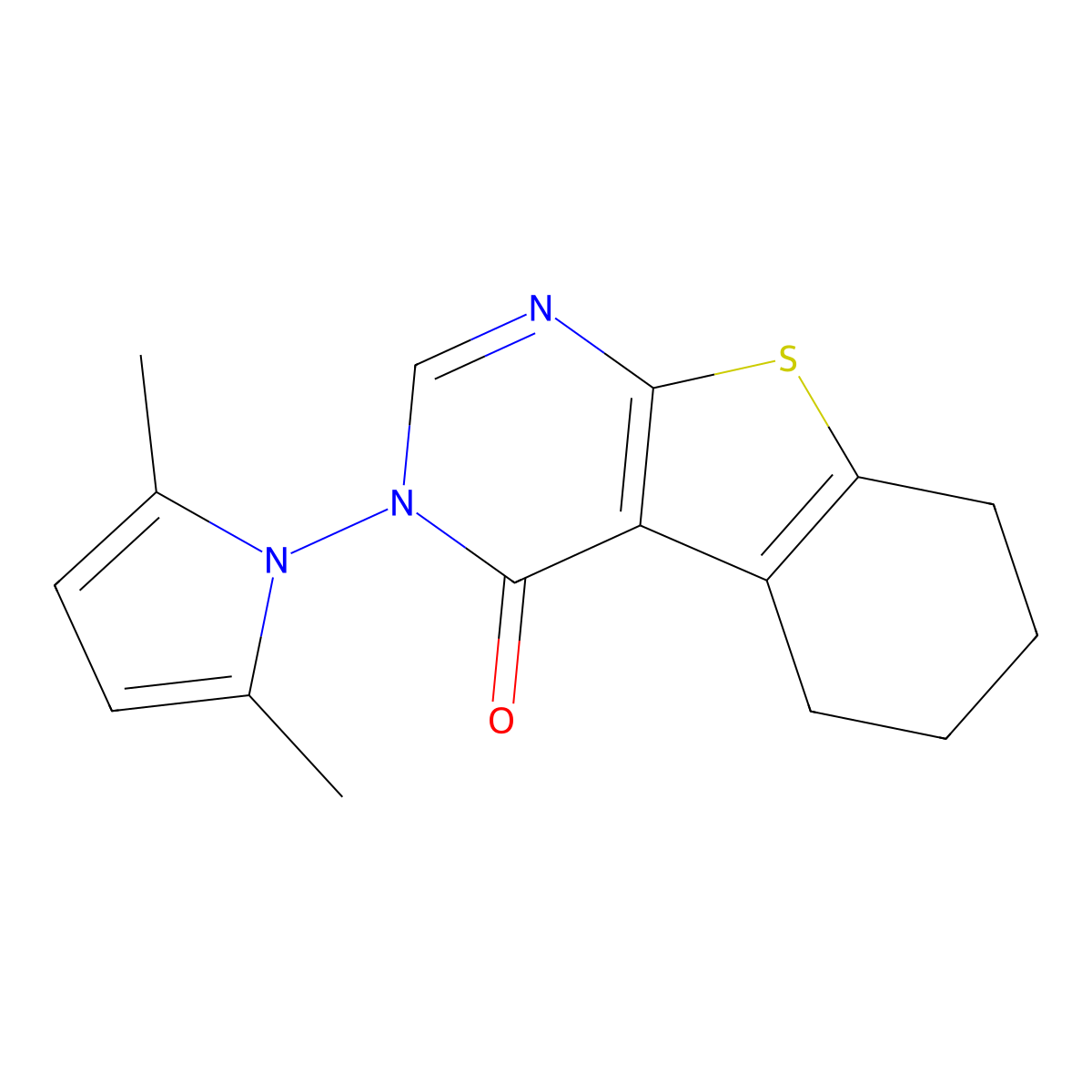 3-(2,5-Dimethylpyrrol-1-yl)-5,6,7,8-tetrahydro-[1]benzothiolo[2,3-d]pyrimidin-4-one molecular structure, CAS 305343-92-4