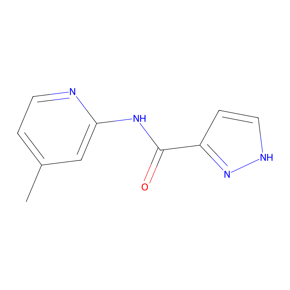 N-(4-Methyl-2-pyridinyl)-1H-pyrazole-3-carboxamide molecular structure, CAS 305346-10-5