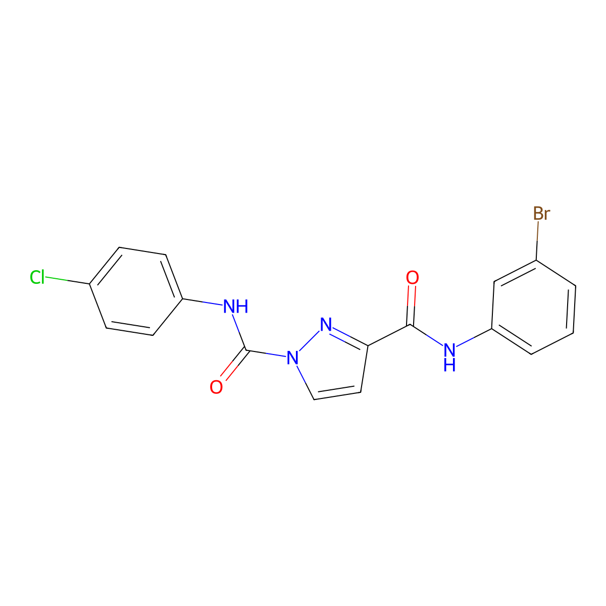 3-N-(3-bromophenyl)-1-N-(4-chlorophenyl)pyrazole-1,3-dicarboxamide molecular structure, CAS 305346-45-6