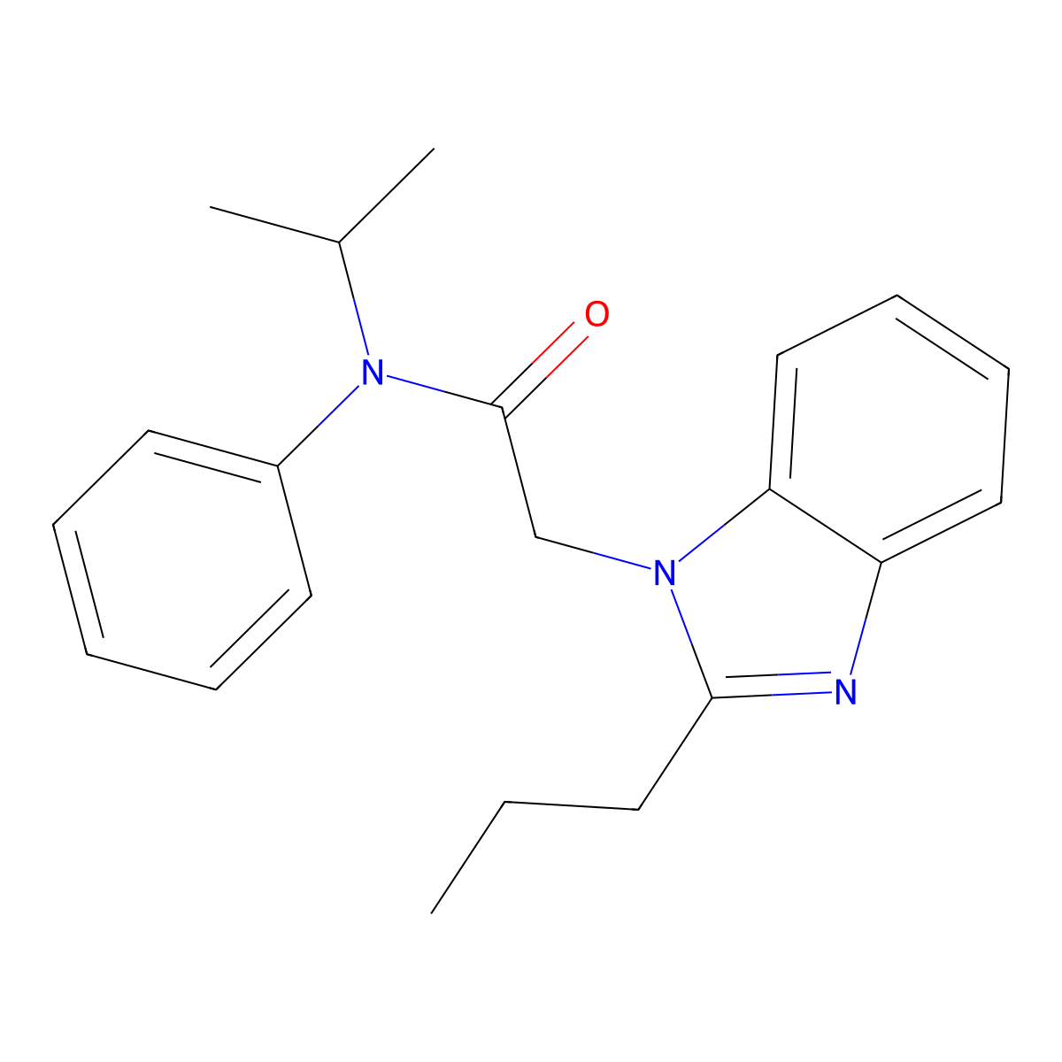 N-phenyl-N-propan-2-yl-2-(2-propylbenzimidazol-1-yl)acetamide molecular structure, CAS 305346-90-1