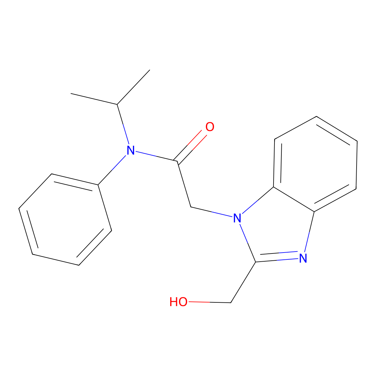 2-(Hydroxymethyl)-N-(1-methylethyl)-N-phenyl-1H-benzimidazole-1-acetamide molecular structure, CAS 305347-22-2